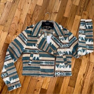 Western Tribal Print Cropped Jacket